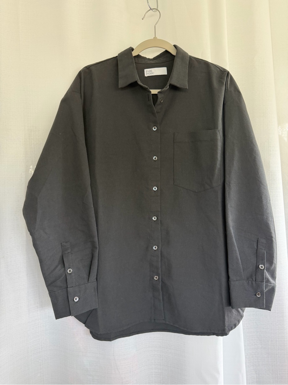 Pari Passu Black Button Down Shirt Size 16 Oversized Cotton Blend Minimalist